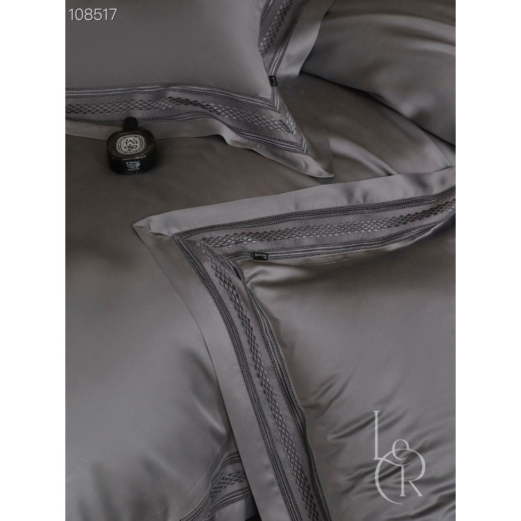 Элитное постельное белье из ткани Tencel «Графитовая легкость», комплект с вышитыми кантами - Код товара 108517