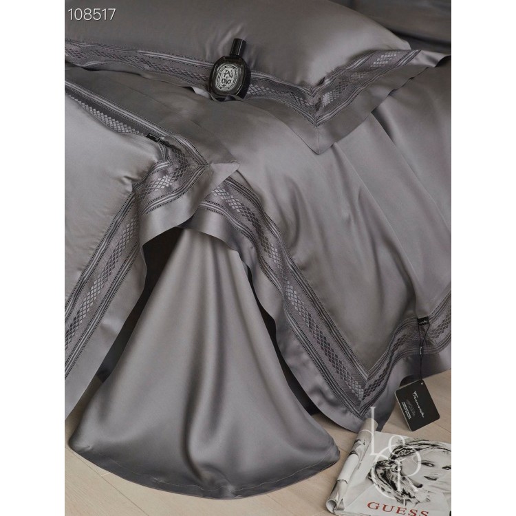 Элитное постельное белье из ткани Tencel «Графитовая легкость», комплект с вышитыми кантами - Код товара 108517