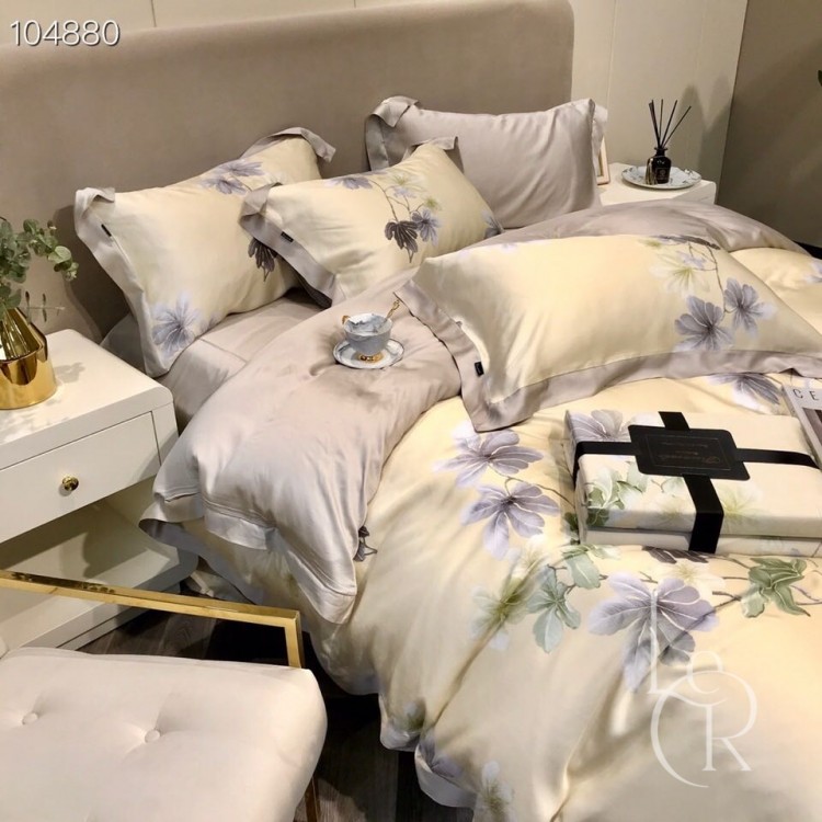 Лимонно-сірий комплект постільної з тенсела Цвітіння - Код товару 104880