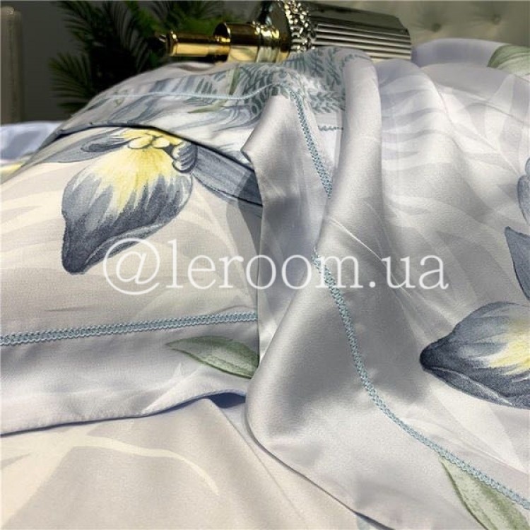 Тенсел (Эвкалиптовое волокно) Мятный с цветами - Код товара t2106