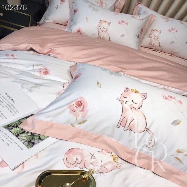 Египетский хлопок Нежно-розовый с котиками