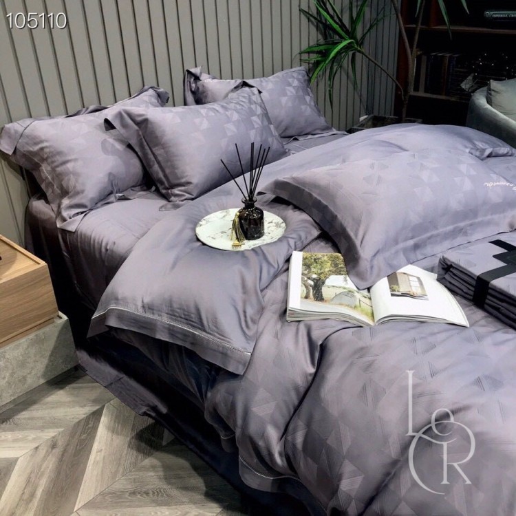 Элитное постельное белье из ткани Tencel «Пепел», комплект с абстрактным жаккардовым узором - Код товара 105110