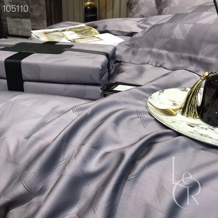 Элитное постельное белье из ткани Tencel «Пепел», комплект с абстрактным жаккардовым узором - Код товара 105110