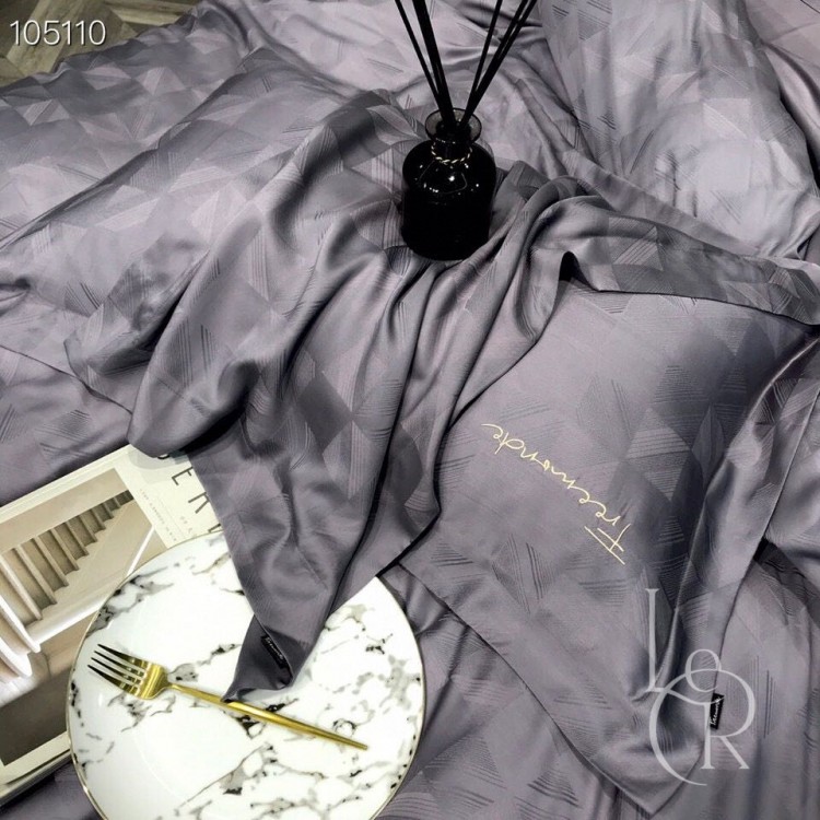 Элитное постельное белье из ткани Tencel «Пепел», комплект с абстрактным жаккардовым узором - Код товара 105110