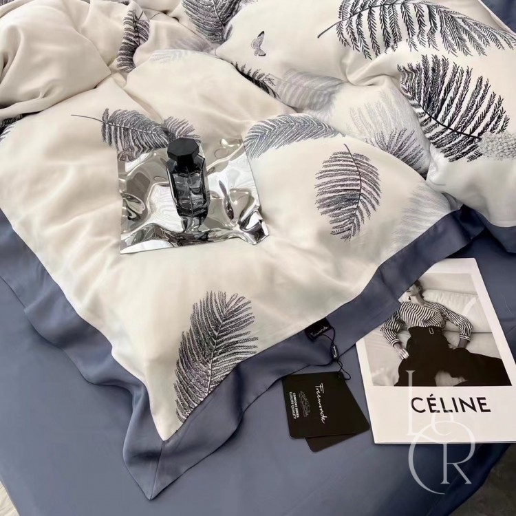 Елітна постільна білизна з тканини Tencel «Легкість», прохолодно-синій комплект - Код товару 101502