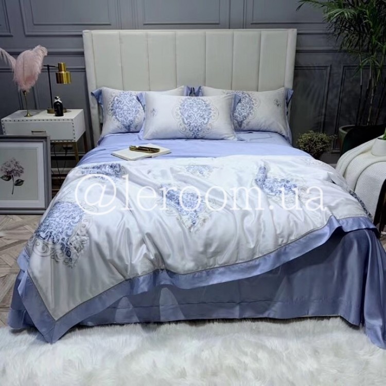 Летнее одеяло Тенсель (Эвкалипт) Насыщенный голубой + комплект - Код товара ОТ0023