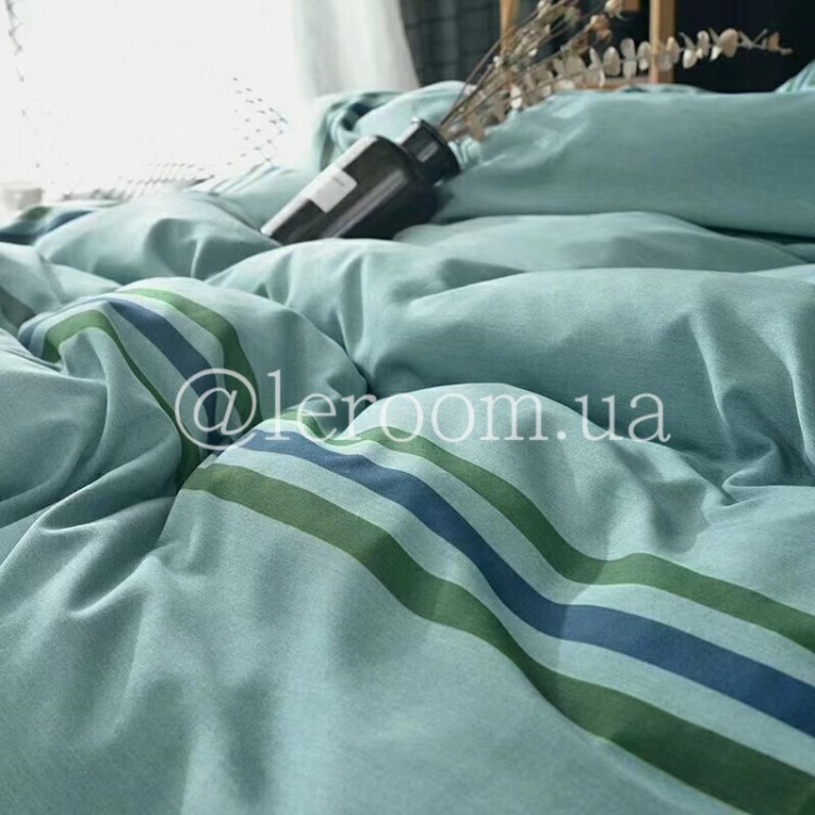 Тенсел (Эвкалиптовое волокно) Бирюзовый с полосочками - Код товару 2041