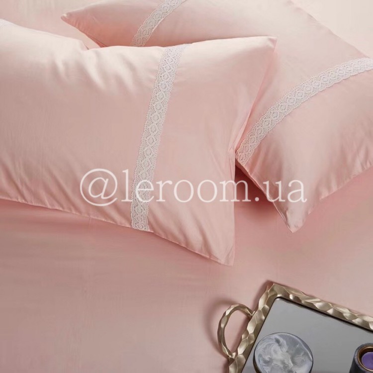 Египетский хлопок Нежно-розовый с отделкой из кружева - Код товара 1123