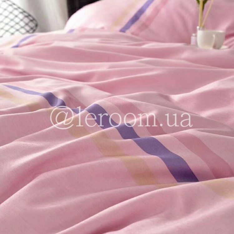 Тенсел (Эвкалиптовое волокно) Розовый с полосочками - Код товару 2042