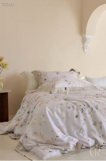Элитное постельное белье из ткани Tencel «Акварельный сад», жемчужно-кремовый комплект
