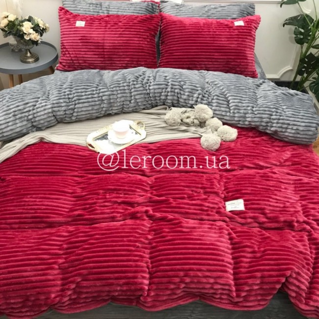 Велюровый зимний комплект Алый