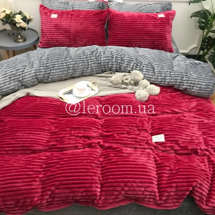 Велюровый зимний комплект Алый - Код товару 10015_2
